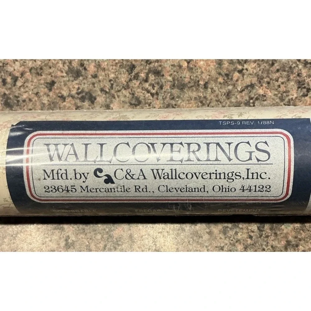 Vintage 1988 C&A Wallcoverings Pink Floral Wallpaper Bolt Dbl Roll -Sealed‎ NEW